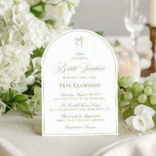 Elegant Arch Sage Grönt & Blue Möhippa Luncheon Inbjudningar
