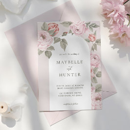 Elegant Arch Watercolor Rosa Peony Blommigt Blomma Inbjudningar