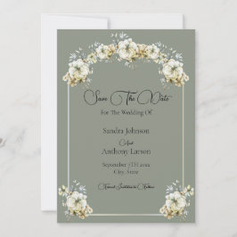 Elegant Arched Floral Sage Green Save The Date Spara Datumet