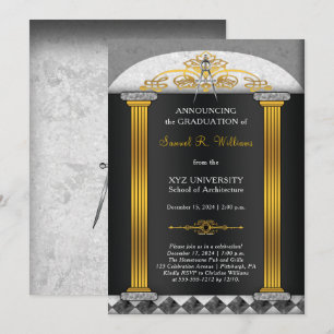 Elegant Architect Architecture Compass Studenten Inbjudningar