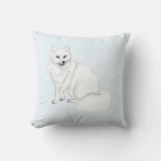Elegant Arctic Fox Pillow with Snowflake Pattern  Kudde (Framsida)