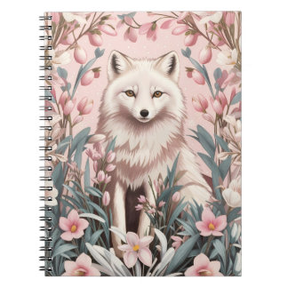 Elegant Arctic Fox Pink Floral Anteckningsbok