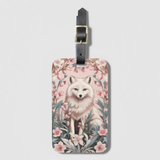 Elegant Arctic Fox Pink Floral Bagagebricka
