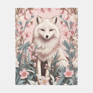 Elegant Arctic Fox Pink Floral Fleecefilt