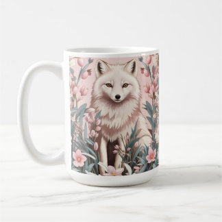 Elegant Arctic Fox Pink Floral Kaffemugg