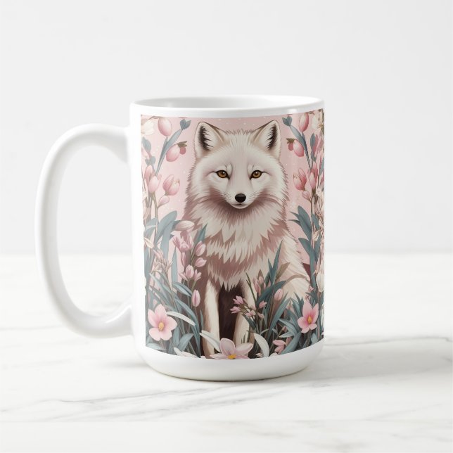 Elegant Arctic Fox Pink Floral Kaffemugg (Vänster)