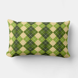Elegant Argyle-mönster i grönt och gult diamantfor Lumbarkudde