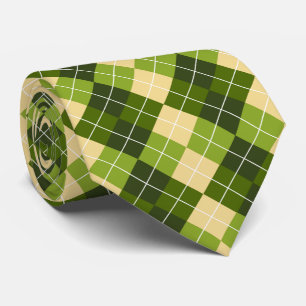 Elegant Argyle-mönster i grönt och gult diamantfor Slips