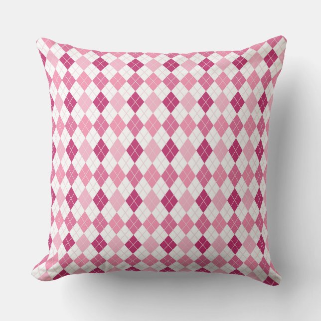 Elegant Argyle-mönster: Rosa och lila förtjusning Kudde (Framsida)