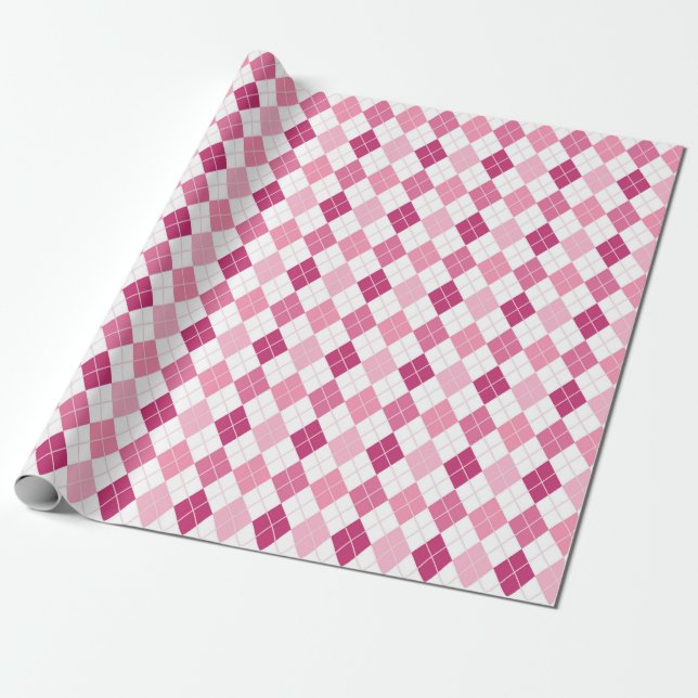 Elegant Argyle-mönster: Rosa och lila förtjusning Presentpapper (Utrullad)