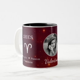 Elegant Aries Zodiac Symbol Traits Photo Mug Två-Tonad Mugg