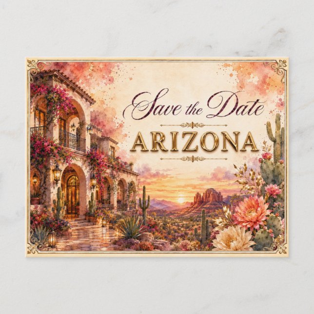 Elegant Arizona Spara datum Bröllopsinbjudan Vykort (Framsida)