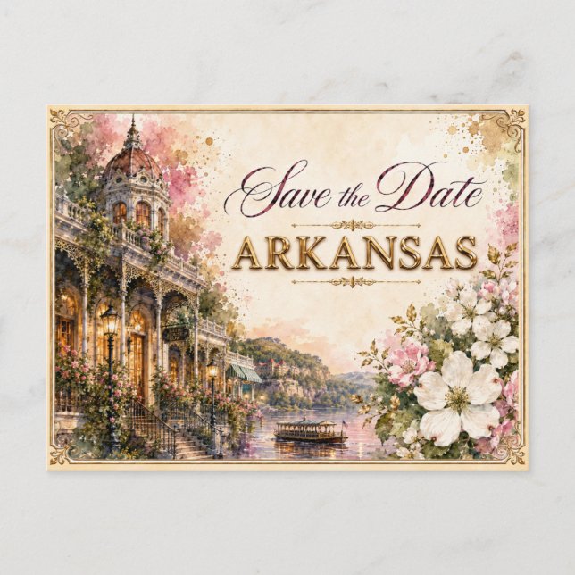 Elegant Arkansas Spara datum Bröllopsinbjudan Vykort (Framsida)