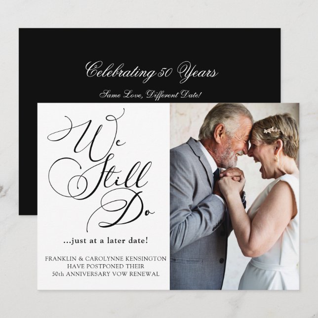 Elegant årsdag Förnyelse av löften Uppställd Inbjudningar (Fram/baksida)