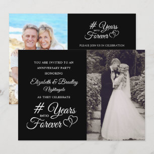 Elegant - årsdag Hjärtår in i Foto Inbjudningar