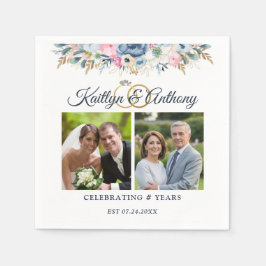 Elegant årsdag Vattenfärg Blommig 2 Bilder Pappersservett