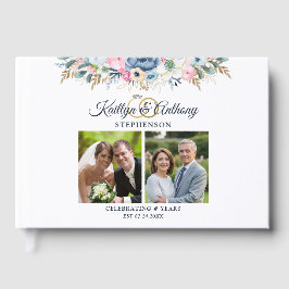 Elegant Årsdag - vattenfärgsbild Blommigt 2 Foton Gästböcker