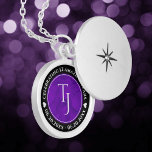 Elegant-årsdagen för Bröllop, Silke, Firande Berlockhalsband<br><div class="desc">Högtidlighålla 12:e bröllop-årsdagen med detta minnesskåp! Elegantens vita bokstäver på en lyxig bakgrund i lila silke lägger till en minnesvärd hand för detta speciella tillfälle och denna milstolpe. Anpassa med parets initialer,  ett speciellt budskap och data för deras silke-årsdag. Design © W.H. Sim. Se mer på zazzle.com/expressionsoccasions</div>