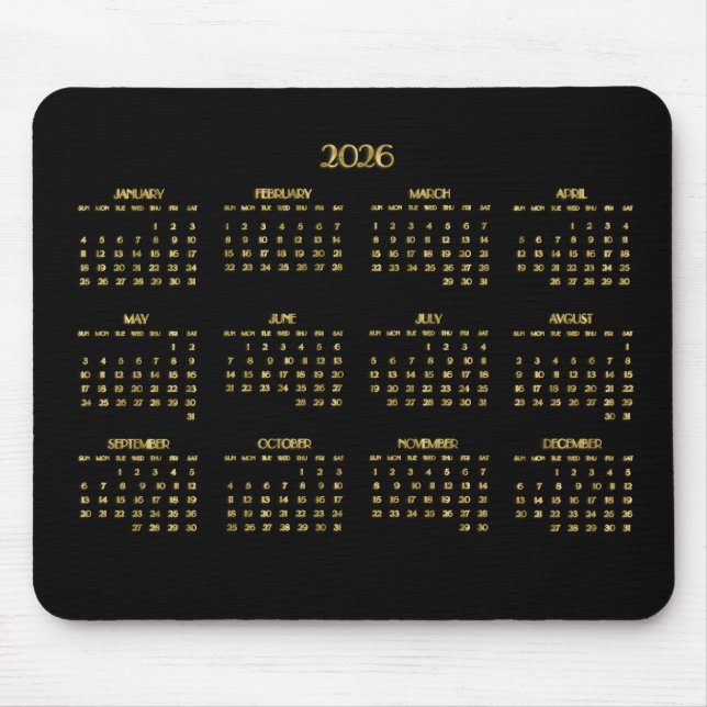 Elegant Årskalender 2026 Musmatta (Framsidan)