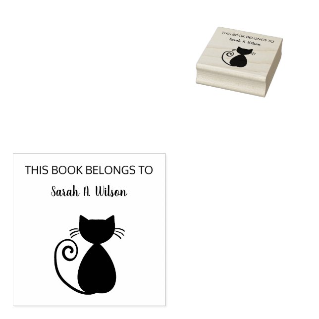 Elegant Art Cat Bok Tillhör Personlig Bok Stämpel (Stämplad)