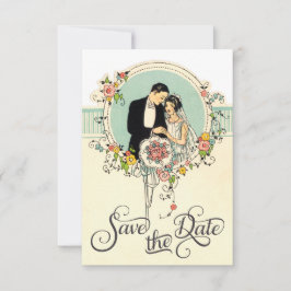 Elegant Art Deco 1920-tals Brud & Brudgum Spara Da Datumet