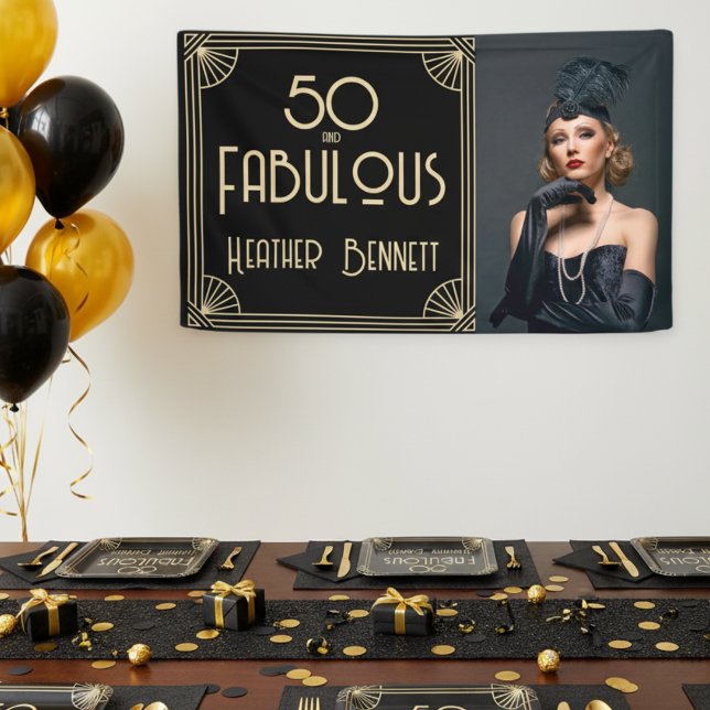 Elegant Art Deco 50 och fantastisk födelsedag Poster (Skapare uppladdad)