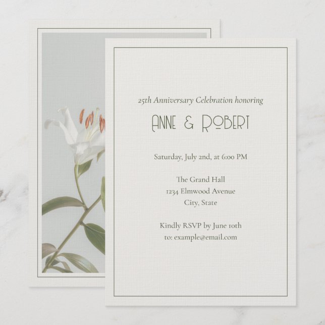 Elegant Art Deco-årsdag Inbjudningar (Fram/baksida)