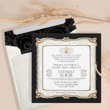 Elegant Art Deco Black Guld Nouveau Gatsby Bröllop