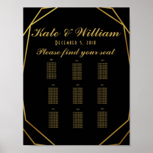 Elegant art deco Bord plan party/bröllop Poster