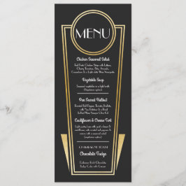 Elegant Art Deco Bröllop Menu Guld Black Recept Meny