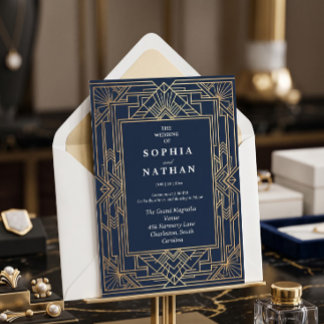 Elegant Art Deco bröllopsinbjudan Inbjudningar