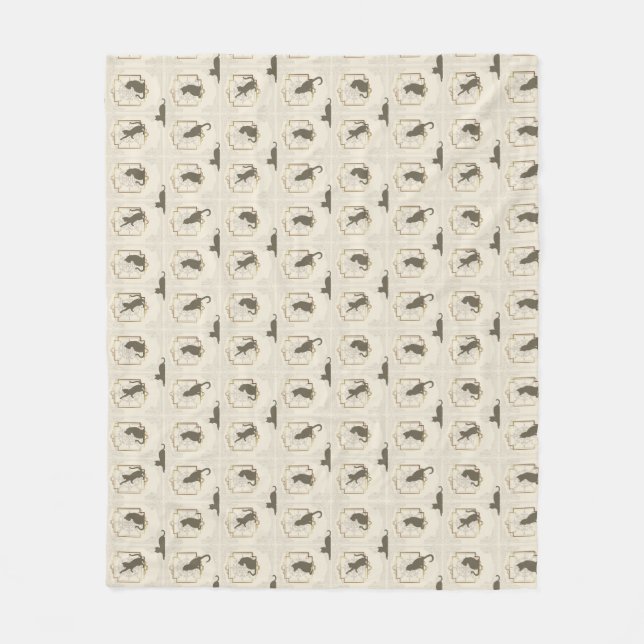 Elegant Art Deco Cats - Beige Fleecefilt (Framsidan)