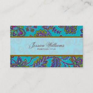 Elegant Art-Deco Colorful Paisley Visitkort