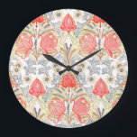 Elegant Art Deco Coral Red Flowers Mönster Stor Klocka<br><div class="desc">Vackra australiska varelser och blomblommor i konsten deco stil</div>