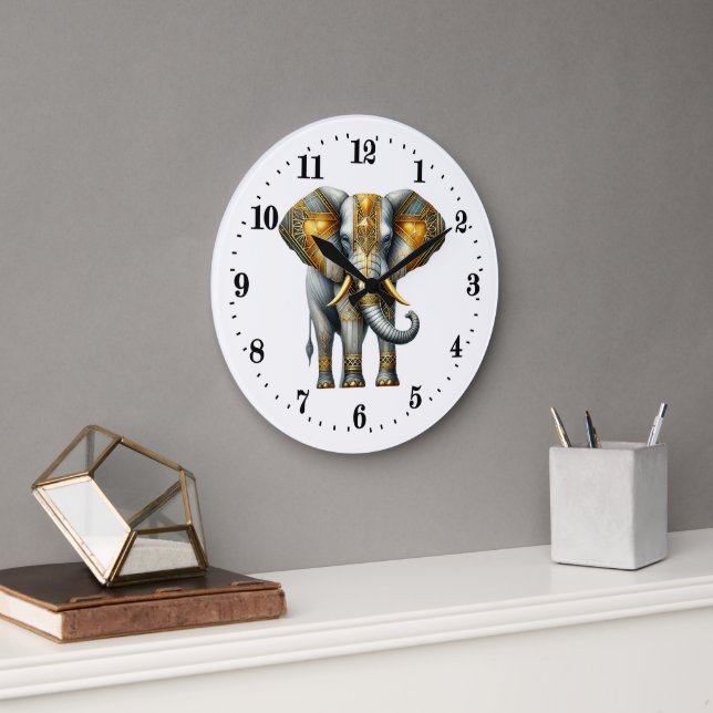 Elegant art deco elephant stor klocka (Kontor)