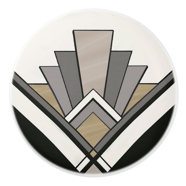 Elegant Art Deco Fan Design Knopp (Framsidan)
