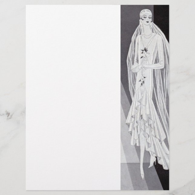 Elegant Art Deco Flapper Brud Illustration  (Framsida)