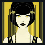 Elegant Art Deco Flapper Poster<br><div class="desc">Elegantens Vintage Artikel Deco 1920s Flapper. Svart och gult. Vackert ansikte med 1920-talets stil bob,  fringe,  bangs. Finns i andra storlekar. Välj önskad storlek i listrutan.</div>