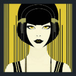 Elegant Art Deco Flapper Poster<br><div class="desc">Elegantens Vintage Artikel Deco 1920s Flapper. Svart och gult. Vackert ansikte med 1920-talets stil bob,  fringe,  bangs. Finns i andra storlekar. Välj önskad storlek i listrutan.</div>