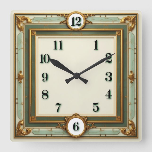 Elegant Art Deco  Fyrkantig Klocka (Framsida)