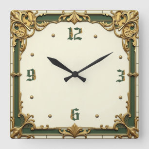 Elegant Art Deco Fyrkantig Klocka