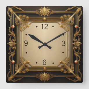 Elegant Art Deco Fyrkantig Klocka