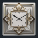 Elegant Art Deco Fyrkantig Klocka<br><div class="desc">Underbar klockdesign. Du kommer att kärlek det som andra. Du kan fritt använda den här designen för andra produkter som du gillar eller anpassa och lägga till texten. Följ mig för mer. Tack. Ha en trevlig dag.</div>