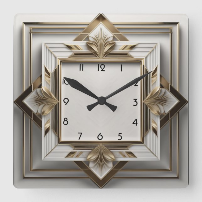 Elegant Art Deco Fyrkantig Klocka (Framsida)