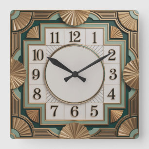 Elegant Art Deco Fyrkantig Klocka