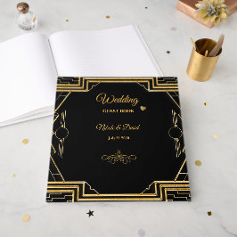 Elegant Art Deco Gatsby Bröllop Guest Bok