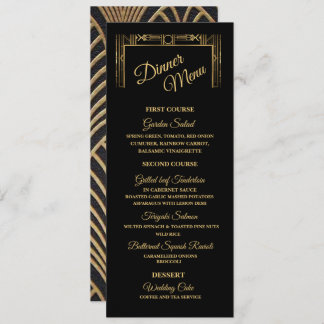 Elegant Art Deco Gatsby Dinner Meny