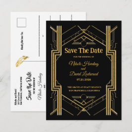 Elegant Art Deco Gatsby Spara datum Meddelande Vykort