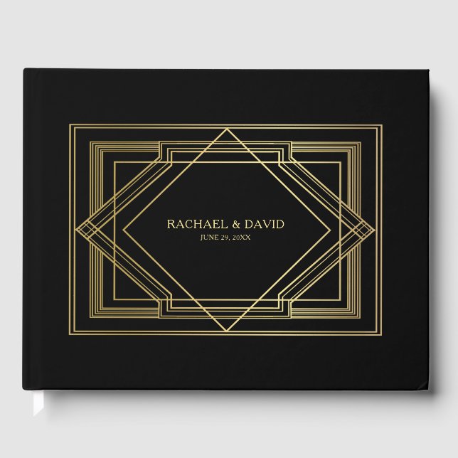 Elegant Art Deco Gatsby Stil Bröllop Gästböcker (Framsida)