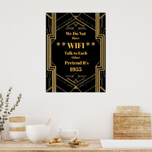 Elegant Art Deco Gatsby Unplugged Bröllop Poster